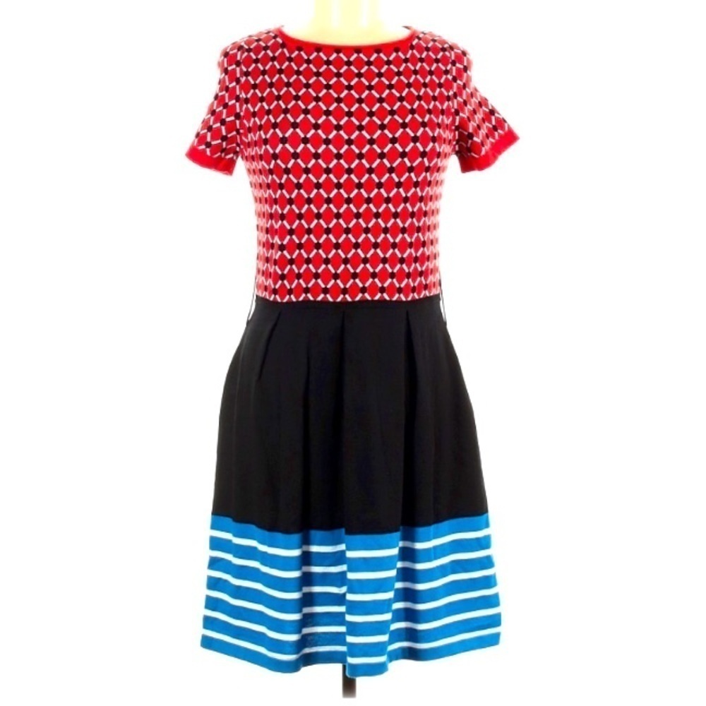 LOVE MOSCHINO Knit A line color block mix print dress women’s Medium New w/tag